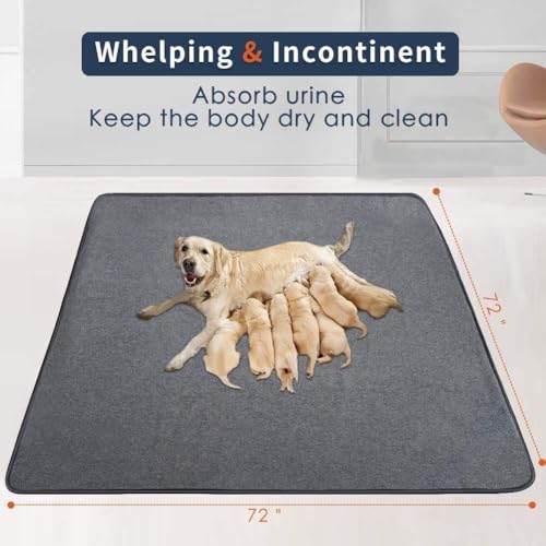 Image of Washable Pee Pads for Dogs, Extra Large Reusable Dog Pee Pad, Waterproof Pet Mat, Dog Playpen Mats for Puppy Training Whelping Playpen Pads