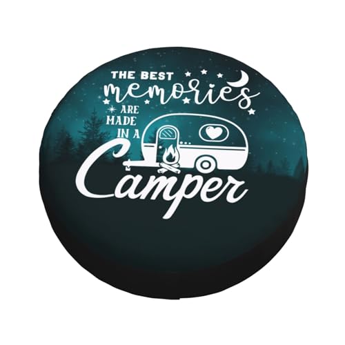 Image of The Best Memories are Made Camping Spare Tire Cover Universal Fit for Trailer RV SUV Truck Camper Weatherproof Wheel Cover 14 inch