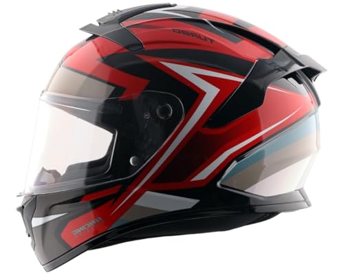 Image of Vega VF 10 Turbo Flex Full Face Riding Helmet with Shock-Absorbing Liner, Lightweight Shell, Aerodynamic Design, Ventilated Interior, Comfortable Fit, and Modern Black Red Styling Black Red M