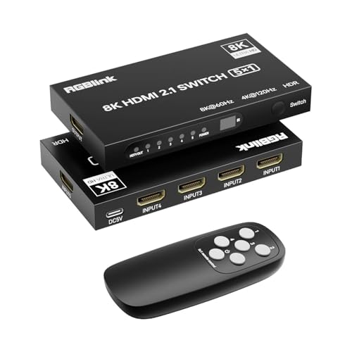 Image of 8K HDMI Switch 5 in 1 Out, HDMI 2.1 Switch 4K@120Hz 8K@60Hz 5 Port HDMI Switcher Splitter, Compatible with PS5,Nintendo Switch, Xbox, Apple TV Fire Stick,Laptop, Monitor,
