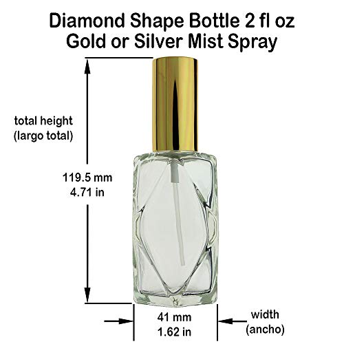 24-PIECE 2 OZ 60 ML DIAMOND CUT EMPTY REFILLABLE GLASS BOTTLE WITH FINE MIST GOLD SPRAYER (Perfume Fragrance Cologne Essential Oil Atomizer)4