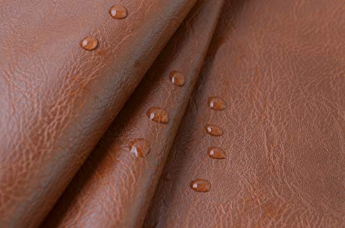Image of Wento Thick 3 Yard Faux Leather Soft Skin Grain PU Leather for Furniture Cover, Reupholster Sofa Chairs, Cushions, Vinyl Upholstery (3 Yards, Brown)