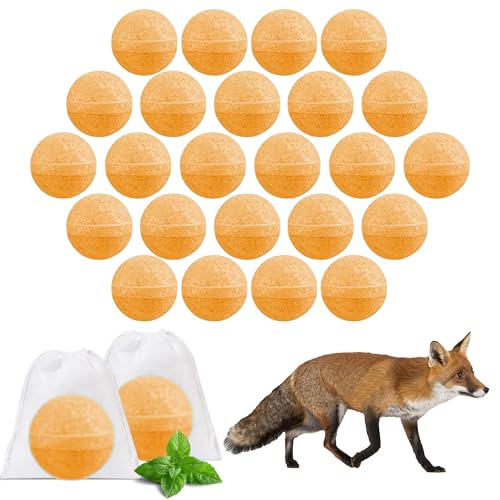 Fox Repellent for Gardens UK 24 Pack Natural Foxs Deterrent Balls wiht Long Lasting Protection Peppermint Oil Fox Deterrent Protect Your Entire Garden and Outdoor Areas