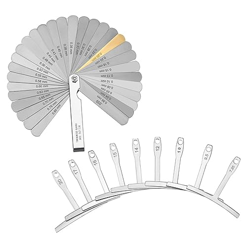 SEWACC 1 セット ギター測定定規 ギターフィーラーゲージ ギターセットアップキット ギターのチューニングペグノブ ツール ギターアクセサリー 半径ゲージ定規 ステンレス鋼 Silver