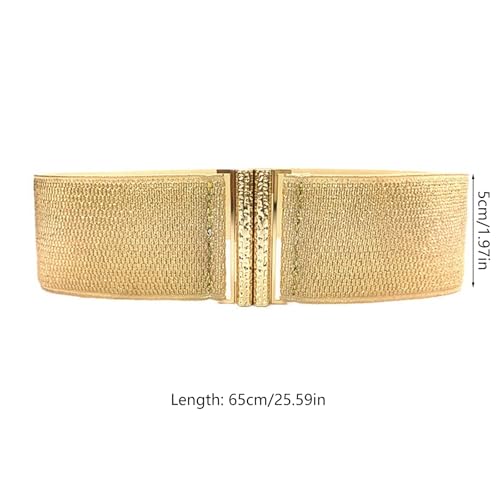 Womens Fashion Elastic Wide Belt, Glittering Gold Vintage Waspie Belt for Teenager Girl,Dress Decor3