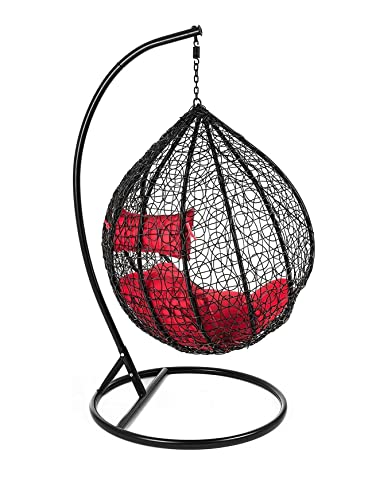 Image of Zenheaven Single Seater Swing Chair with Stand & Cushion Outdoor Indoor Balcony Garden Patio,Powder Coated Frame,UV Protected Wicker,Premium Cushion AD-16