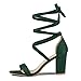 Allegra K Women's Strappy Chunky High Heels Lace Up Green Heels Sandals - 9 M US