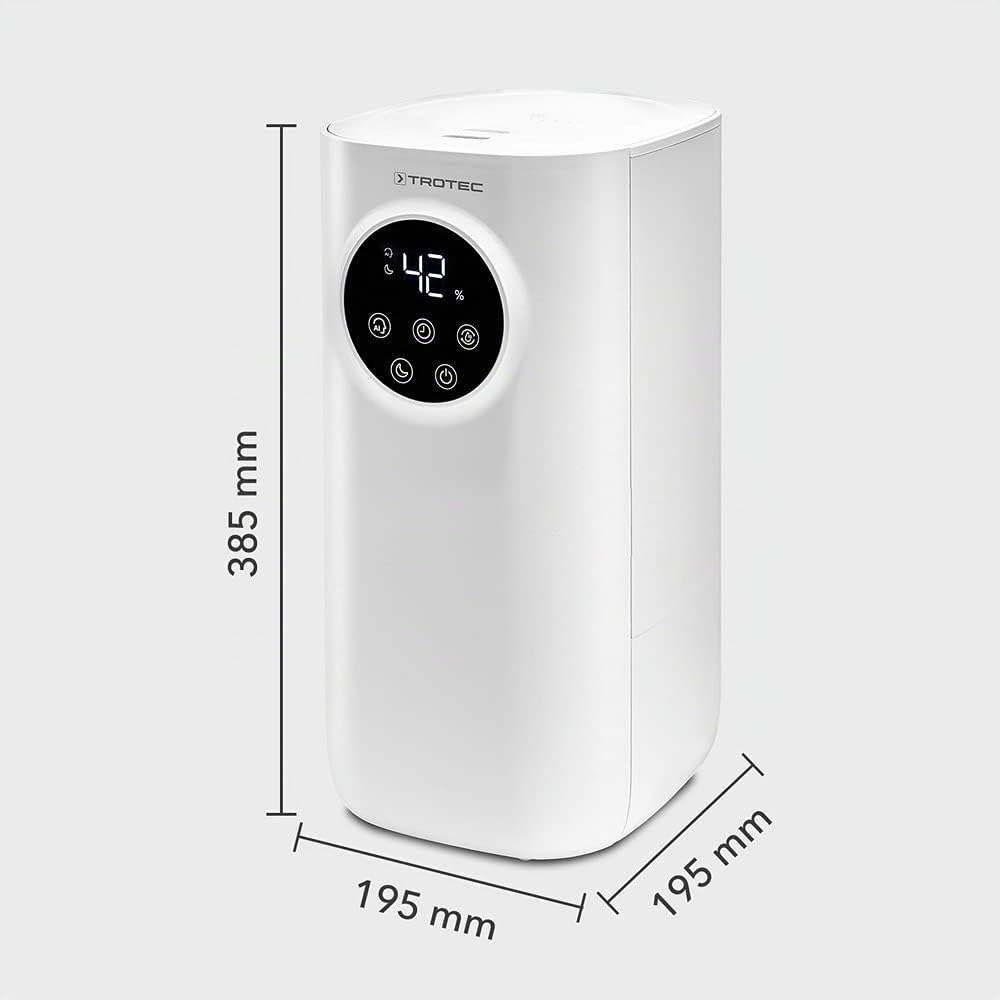 Humidificador ultrasónico 3 en 1 TROTEC B 7 E con difusor de aromas, filtro de aire de carbón integrado, lámpara UV antibacteriana y gran depósito de agua de 5 litros