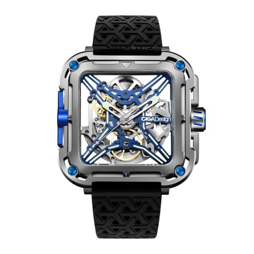 Ciga Design X021-TIBU-W25BK Men's Automatic Watch Series X Gorilla Titanium Blue Genuine Product Black, Silver