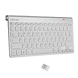 Zienstar-2.4Ghz Slim Kabellose Tastatur (QWERTZ) mit USB-Empfänger für Computer,Laptop,TV-Box und Smart TV (Silber)