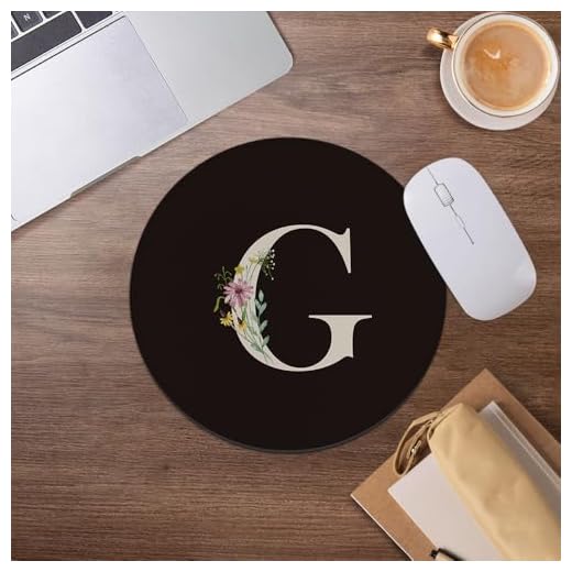 Black Initial Letter G Mouse Pad,Trendy Flower Personalized Monogrammed Mousepad for Desk Home Office Dorm Computers Laptop Accessories,7.9x7.9 Inch