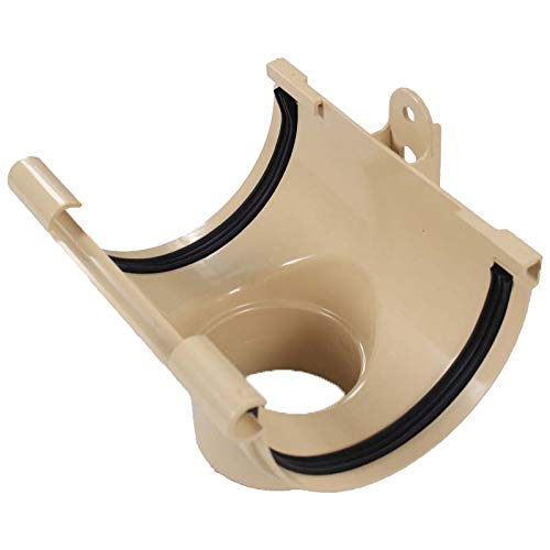 First Plast - Gouttière PVC 25 demi-ronde - Naissance centrale à joints montés PVC 25 sortie Ø80 - sable - First Plast