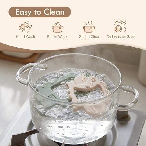 Image of Moonkie Teething Toy, Safe and Easy to Hold, Soothing BPA-Free Silicone Teethers, to Prevent Finger Sucking, Best for Babies 0-6-12 Months (Crocodile Sage, 1 Pack)
