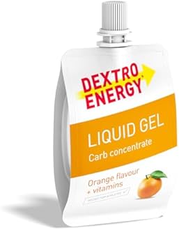 Dextro Energy Energy Gel | Pack of 12 | High Carb Gel with 28 g of Carbohydrates | Liquid Burst of Energy | Non-Sticky Energy Gel Orange | For Running or Cycling | Vegan