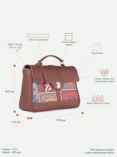 Image of ZOUK | Women's Vegan Leather | Stylish Handbag with Adjustable Strap, Top Handle |
