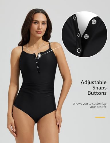 baleaf Women's Button up One Piece Swimsuits Tummy Control Bathing Suits 2025 Modest Full Coverage Swimwear Adjustable Strap2