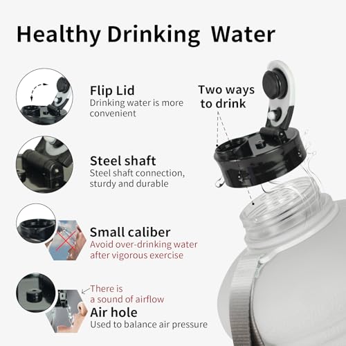 TOOFEEL 2 Liter Water Bottles - Half Gallon Water Bottle BPA Free - Ideal for Gym, Big Water Jug, Reusable Sports Bottle with Measurements Marked Drink Container - 2.2L 74oz White Black Water Jugs by TOOFEEL - Used condition - Image 3
