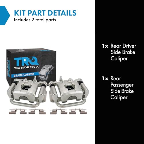 Image of TRQ Rear Brake Caliper Set Zinc Coated Hardware Brackets Compatible with 2007-2012 Nissan Sentra