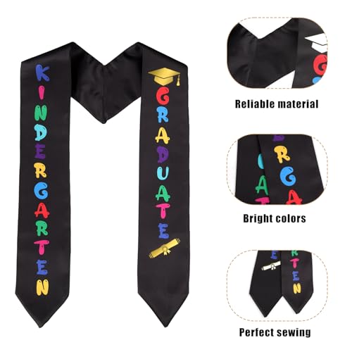 2pcs Kindergarten Graduation Stoles, 57.09 Inch Glossy Preschool Kids Sash Class of 2024 with Colorful Words4