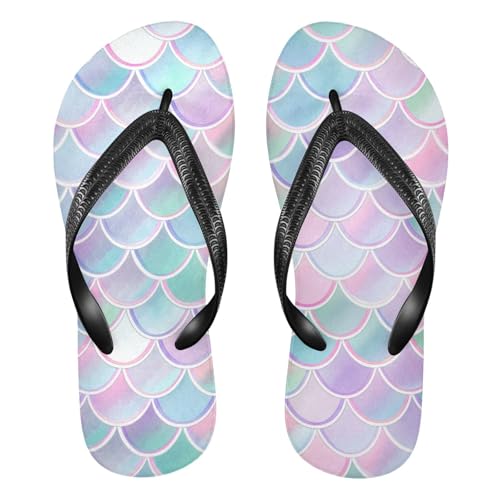 STAYTOP Beautiful Colorful Mermaid Scales Flip Flops Sandals of Men's & Women's,Sandals Beach Slippers Shower Slides