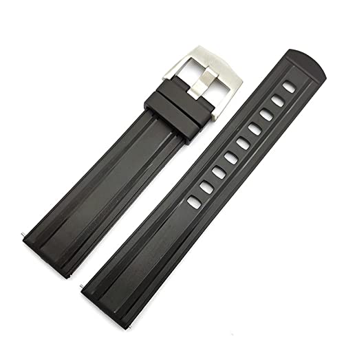 Bracelet montre caoutchouc 20mm noir en silicone souple type Seamaster