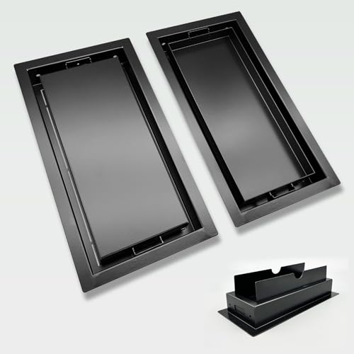 DDPow 6x12 Inch Modern Drop-in Floor Vent Cover Reversible Insert Tray for Black/White Panel or Flooring Material Inlay Steel Register with Damper (Black 1 Pc)