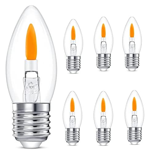 HEWA-Tech Flame Flicker Light Bulbs E14 2W Flicker Light Bulb Candle Bulb 1000K Warm White 40lm Christmas Chandelier Flickering Light Bulbs Crystal Clear Candle Bulb for E14 Pack of 6