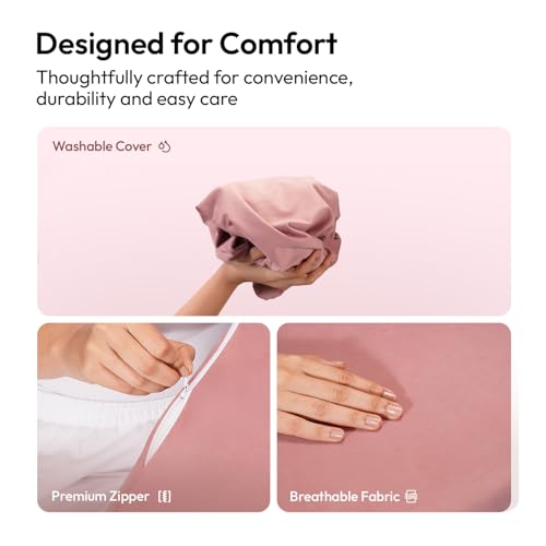 Image of Frido Wedge Plus Cushion Cover | Ultrasoft, Breathable & Cool Pillow Cover | Aesthetic Pillow Cover for Home | Durable & Machine Washable | Blush Pink