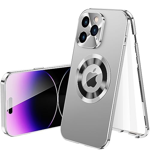 SʃJo[ iPhone 15/15 Pro/15 Plus/15 Pro Max P[X  }bg wh~ KXt ̌^Yی A~op[ [bN+Cz] ʃP[X 360x Sʕی X}zP[X,Silver,