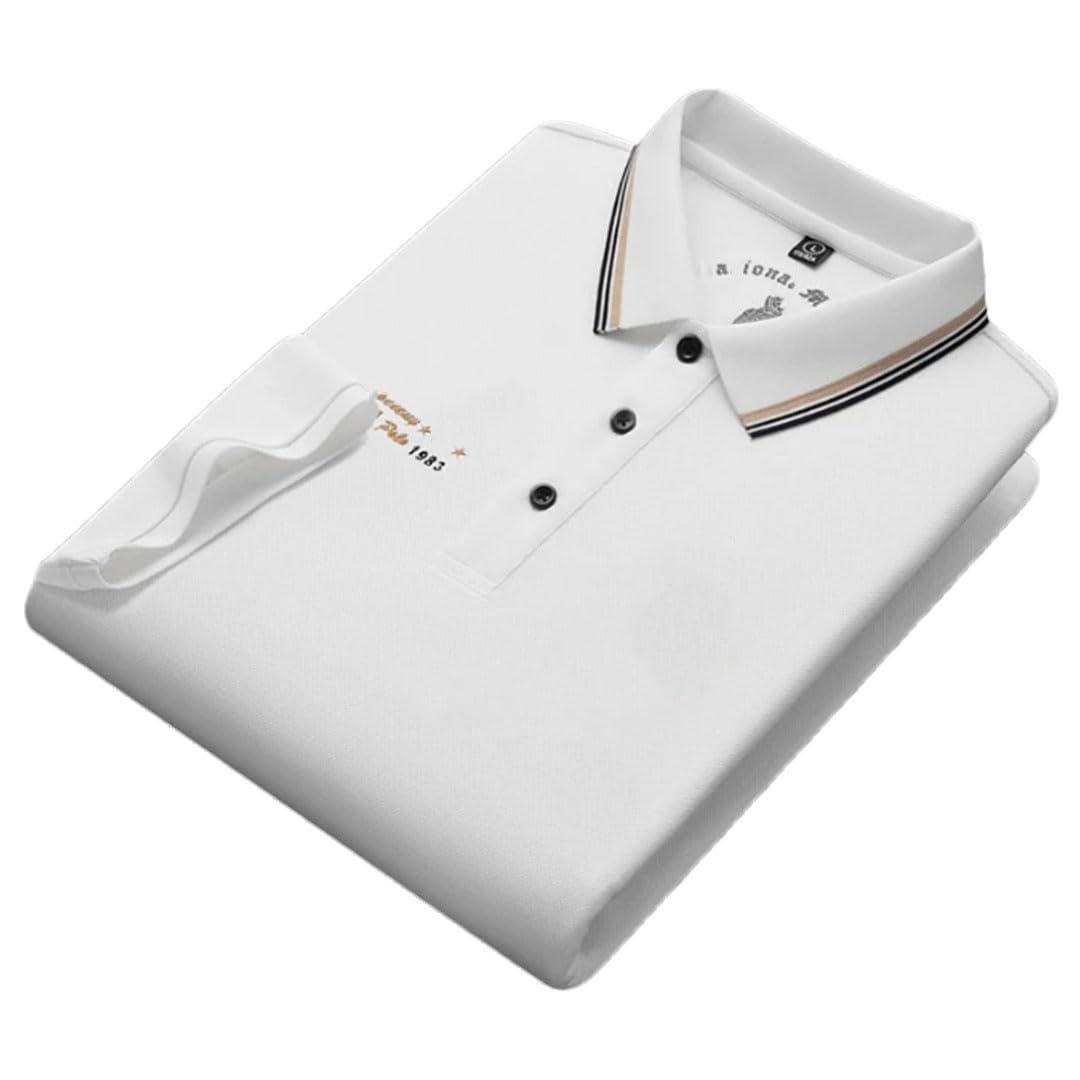 Polo de manga corta para hombre, de algodón, bordado