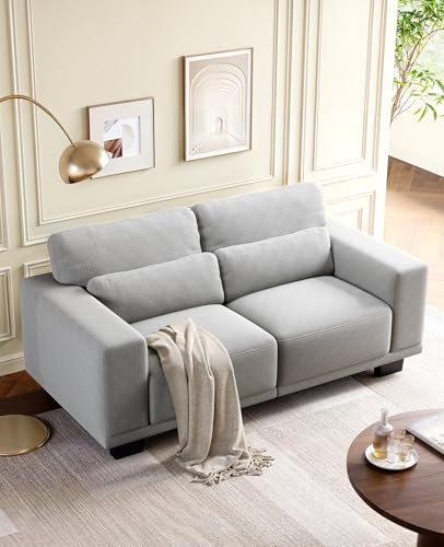 Image of Amada 65 inch Loveseat Sofa, 2 Seater Couch Sofa for Living Room, Modern Sofa with Wide Armrests & Deep Seats, Comfy Couch with Removable Washable Covers & Linen Fabric, Easy Assembly (Grey, 2 Seater)
