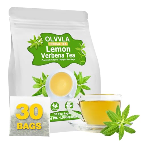 Image of Olvvla - Premium Lemon Verbena Tea Bags - 1.5g X 30 Count - Pure Natural Cedron Herb - Caffeine-free - Non-GMO - Lemon Tea - Verbena Tea - Support Digestion & Promote Relaxation