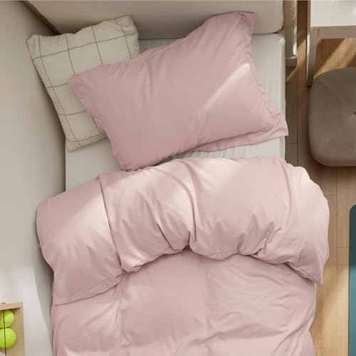 Image of Bedsure Twin /Twin XL Duvet Cover, Double Brushed Bedding Set, Rose Pink | For Kids & Adults, 68 inchx90 inch Comforter Cover, Hotel Luxury, All Season, Breathable, Easy Care, Lightweight, Zipper Closure