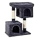 FEANDREA Arbre à Chat Colonne en sisal pour aiguiser Les Griffes 2 niches luxueuses Maison de Jeu Meubles pour Chatons, Chats et félins Couleur Gris foncé PCT61G