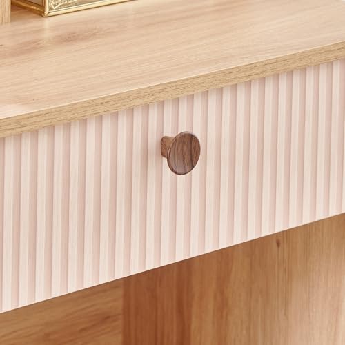 Image of Home Centre | Lexus Dresser Mirror with Drawer Storage | Engineered Wood | Brown | 1 Year Warranty