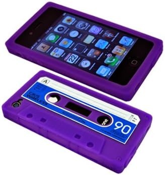 Cbus Wireless brand Purple/Blue Silicone Cassette Tape Case / Skin / Cover for Apple iPhone 4S / iPhone 4