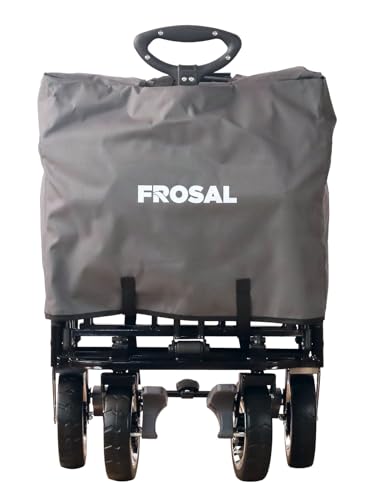 FROSAL Bollerwagen faltbar Loki mit Dach & Bremse grau Handwagen klappbar Kinder Faltbollerwagen – Bild 7