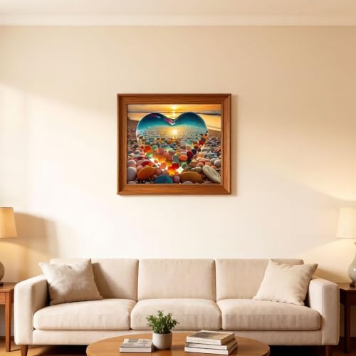 Image of 1000 Piece Puzzles for Adults, Heart Beach Wooden Jigsaw Puzzle, 50x70cm Finished Size for Home Wall Decoration and Leisure