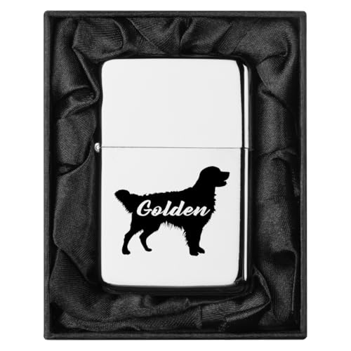 Encendedor con estuche de seda negra y diseño Golden Retriever miniatura 1