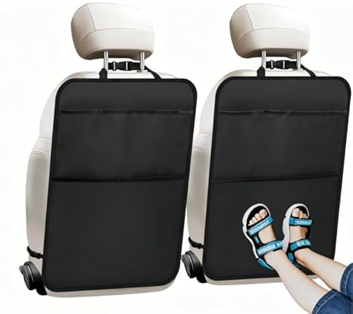 Soptrise 2 Pcs Car Back Seat Kick Mats with Organizer for Mercedes Benz C-Class Sedan 4. Gen (W205) 4-Door, Back Seat Protector Cove,Stain-Resistant Waterproof Durabl