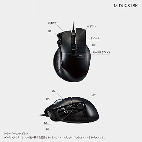Elecom Mmo Gaming Mouse Wired 10 Button Hardware Macro 3500Dpi Black M-Dux31Bk #TOP6