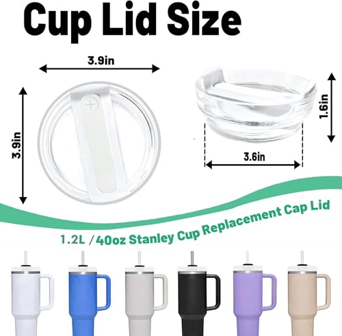 Image of Tumbler Lid Replacement For 1.2L Stanley Cap Replacement With Straw Hole Stanley Cup - Leak Proof For Tumbler Cap Sipper Lid- 1 PC, White