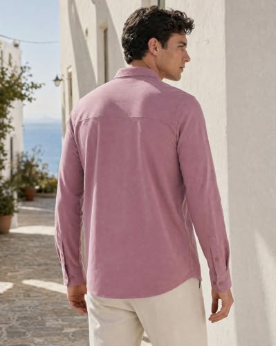 Image of Nobero Everyday Comfort Shirt for Men | Cotton Shirts for Men in 205 GSM Plated Interlock | Stand Collar | Regular Fit | Full Sleeve