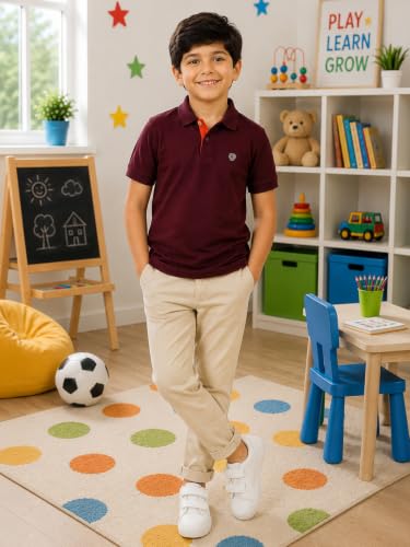 Image of Lux Cozi Boy's Polycotton Polo T-Shirt | Solid Collared Half Sleeve Tee for Kids | Soft Breathable Summer Wear | Casual Smart Polo T-Shirt | 3-14 Years