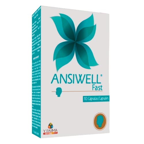 ANSIWELL FAST Pastillas Ansiedad Estres Nervios Irritabilidad Cansancio Comida - Ansioliticos naturales para el bienestar emocional - con L Teanina + Vitamina C + Magnesio - 10 Capsulas
