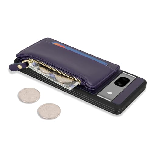 Image of Cavor for Google Pixel 7a Case Wallet with Card Holder, Purple