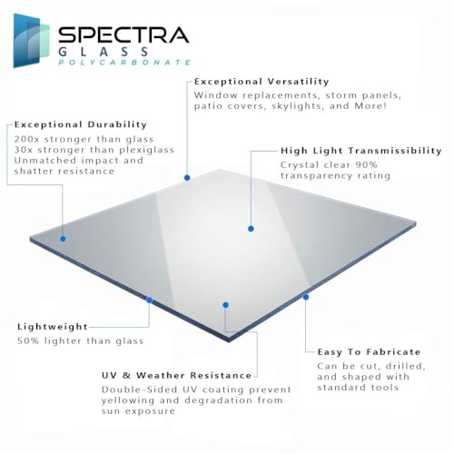 Image of Clear Polycarbonate Sheet 24 inch x 36 inch (1 /2 inch Thick) | Stronger Than Plexiglass Sheets, UV, Impact, Weather Resistant, Sizes Nominally Cut +-1 /8 inch, Made in USA