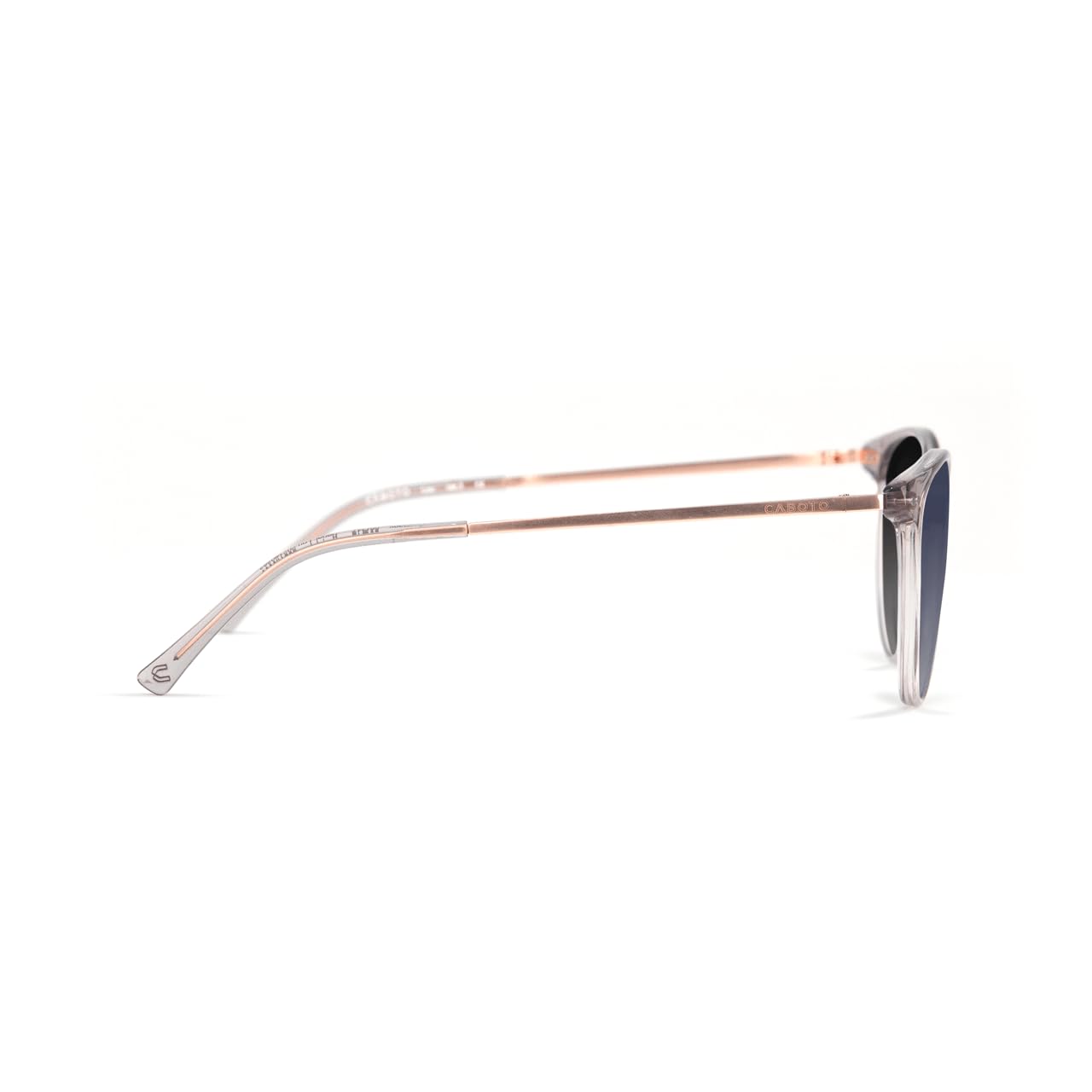 Caboto - Lou - Damen Sonnenbrille, Grau Transparent, Polarisierte NXT Kunststoff-Gläser, Rosé Gold Bügel