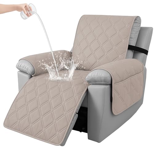 Ystyle 100% Étanche Housse Fauteuil Relax Inclinable Electrique, Antidérapant Protection Fauteuil Relax 1 Place avec Poches Latérales, Lavable Housse de...