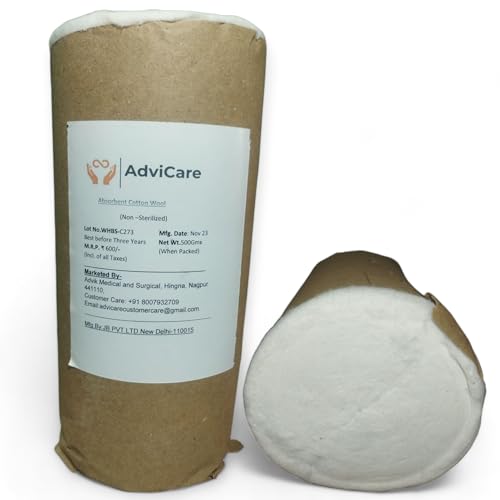 Image of Absorbent Pure Cotton Wool for Multipurpose use,Cotton Wool can use for First-Aid, Clinical Use, Makeup Remover, Salon, Beauty Baby care & art and Craft pack of 500gms -White